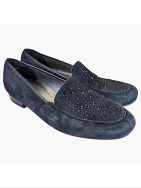 Ara Kendall Slip On Navy Rhinestone Luftpolster Loafers | Size 8.5